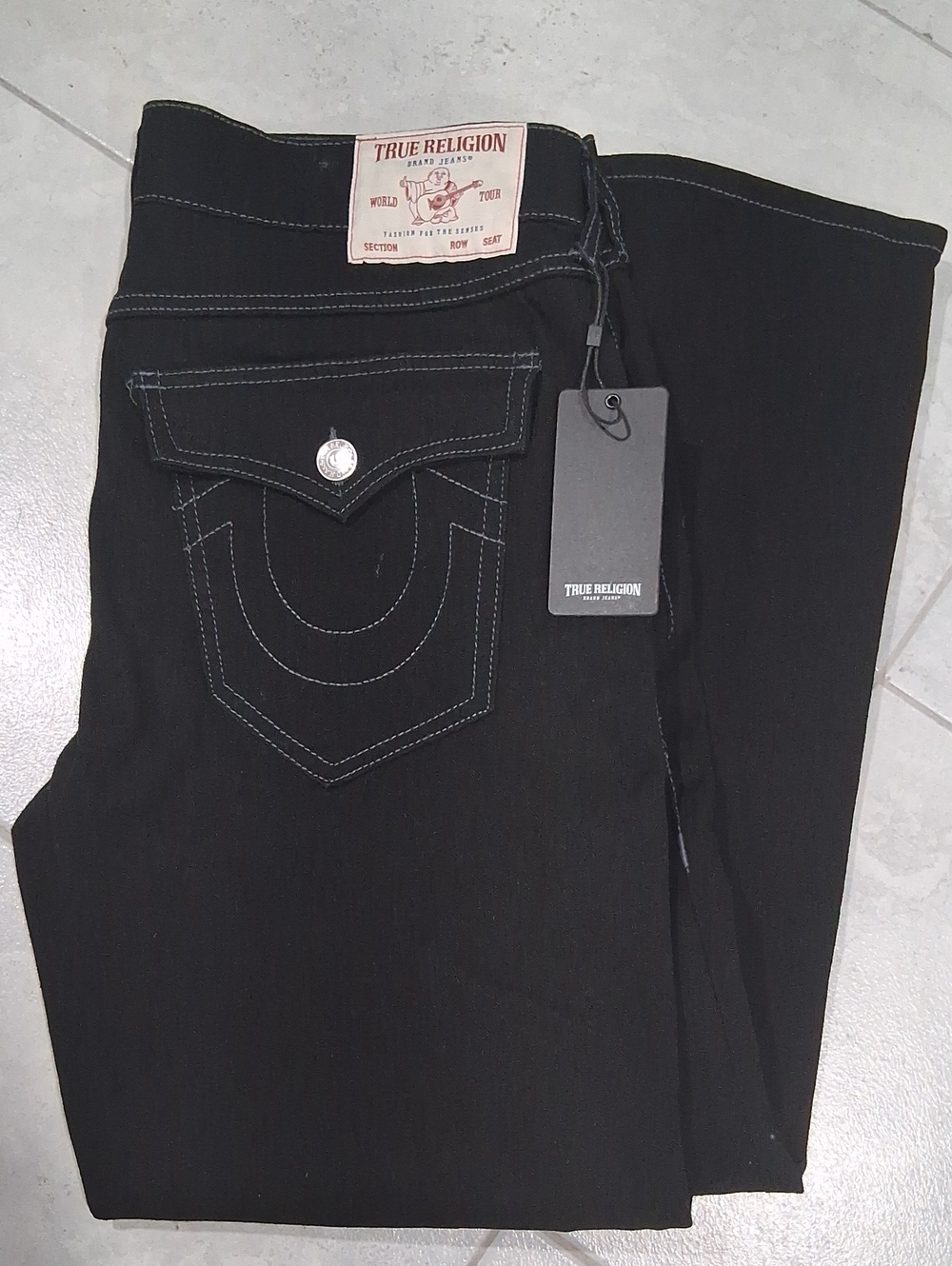 True Religion Ricky Relaxed Straight Jeans Size-36x30 Black NWT - Picture 1 of 7